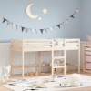 Cama alta de niños con escalera madera maciza pino 90x200 cm