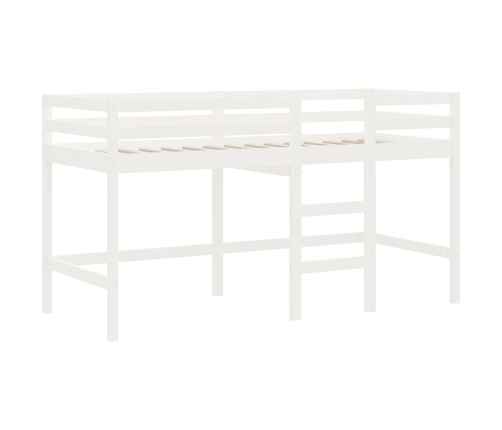 Cama alta de niños escalera madera maciza pino blanco 90x200 cm