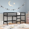 Cama alta de niños escalera madera maciza pino negra 90x200 cm