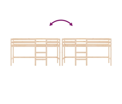 Cama alta de niños con escalera madera maciza pino 90x190 cm