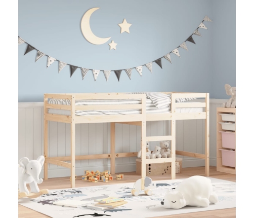 Cama alta de niños con escalera madera maciza pino 90x190 cm