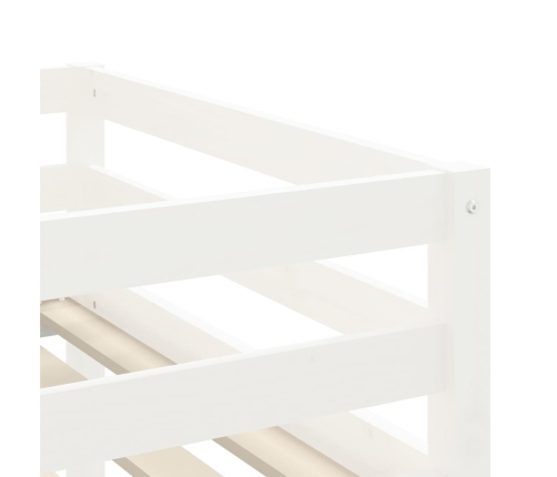 Cama alta de niños con escalera madera maciza blanca 90x200 cm