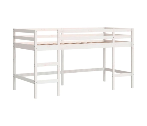 Cama alta de niños escalera madera maciza pino blanco 80x200 cm