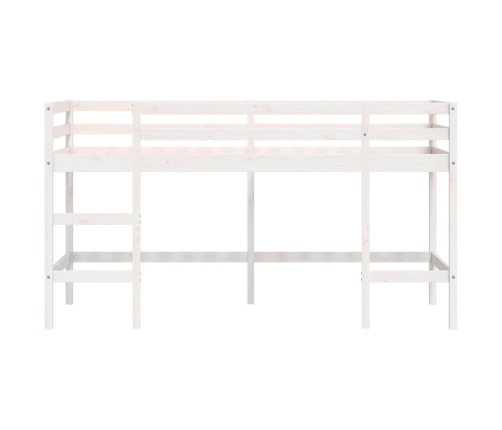 Cama alta de niños escalera madera maciza pino blanco 80x200 cm