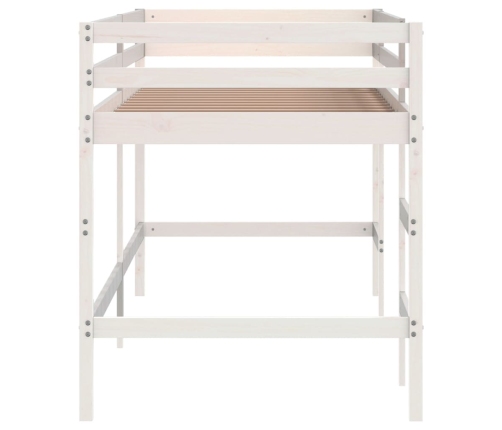 Cama alta de niños escalera madera maciza pino blanco 80x200 cm