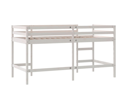 Cama alta de niños escalera madera maciza pino blanco 80x200 cm