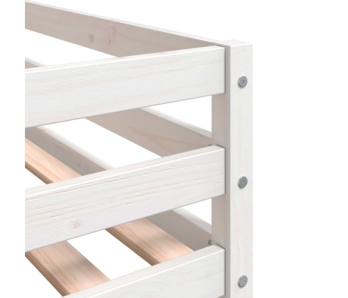 Cama alta de niños escalera madera maciza pino blanco 80x200 cm