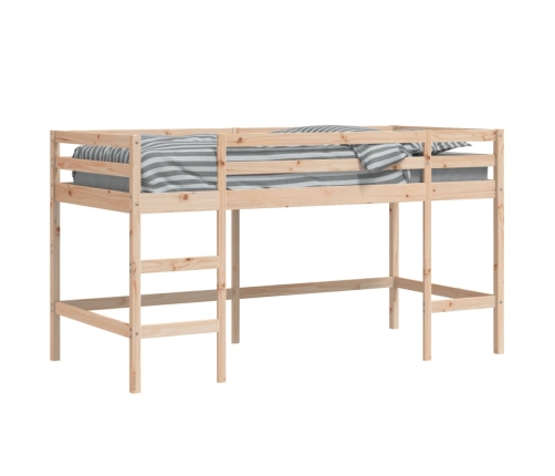 Cama alta de niños con escalera madera maciza pino 90x200 cm