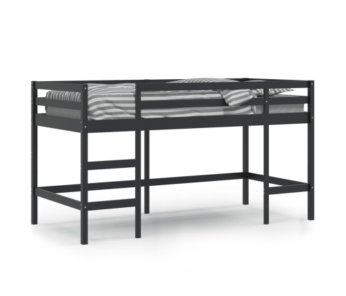 vidaXL Cama alta de niños escalera madera maciza pino negra 90x200 cm