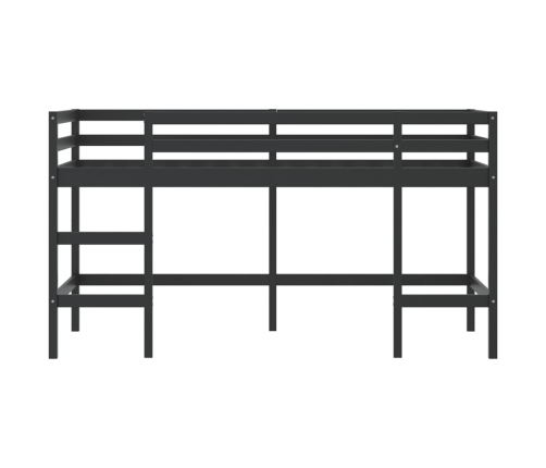 vidaXL Cama alta de niños escalera madera maciza pino negra 90x200 cm