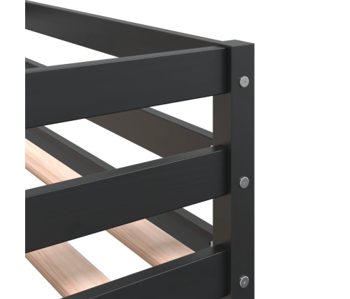 vidaXL Cama alta de niños escalera madera maciza pino negra 90x200 cm