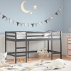 Cama alta de niños escalera madera maciza pino negra 90x200 cm