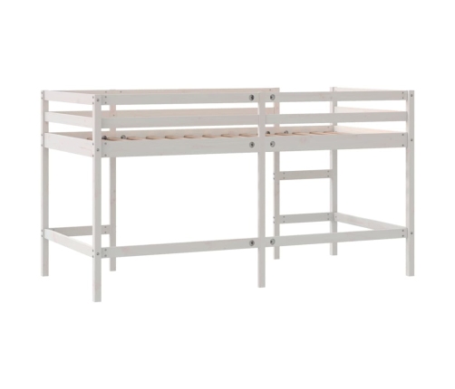 Cama alta de niños con escalera madera maciza blanca 90x200 cm