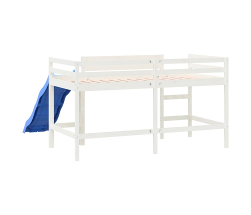 Cama alta de niños con escalera madera maciza blanca 80x200 cm