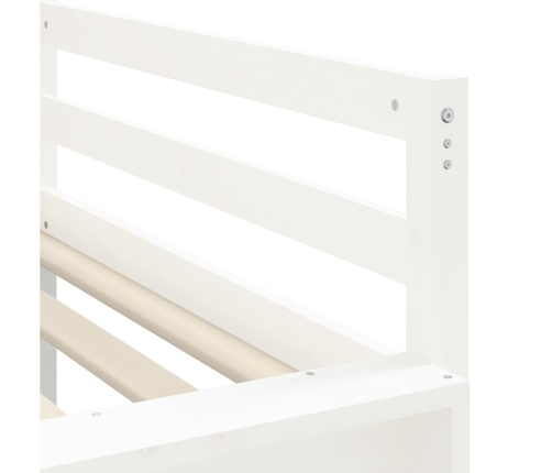 Cama alta de niños con escalera madera maciza blanca 80x200 cm