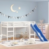 Cama alta de niños con escalera madera maciza blanca 80x200 cm