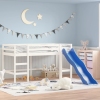 Cama alta de niños con tobogán madera maciza blanca 90x200 cm