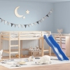 Cama alta para niños tobogán madera maciza pino negro 90x190 cm