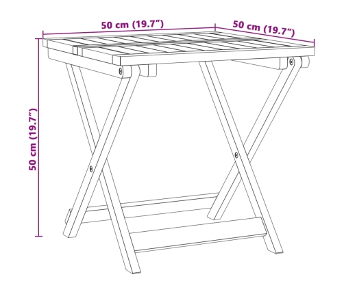 Mesa de jardín plegable madera maciza de acacia 50x50x50 cm