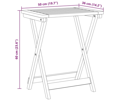 Mesa de jardín plegable madera maciza de acacia 50x36x60 cm