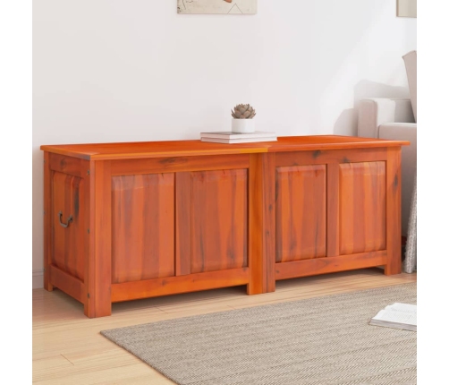 Baúl de almacenamiento con tapa madera maciza de acacia marrón