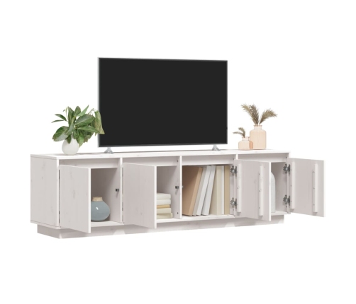 vidaXL Mueble de TV madera maciza de pino blanco 156x37x45 cm