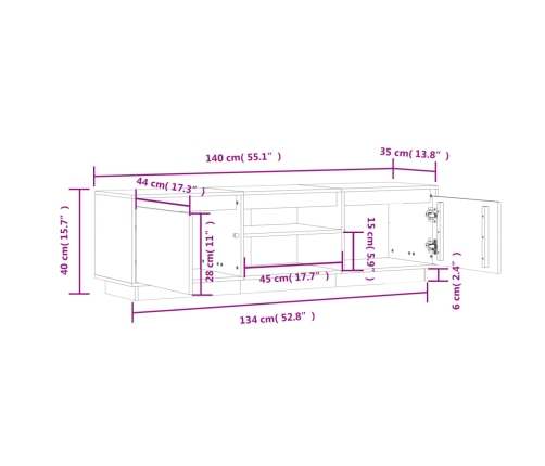 vidaXL Mueble de TV de madera maciza de pino 140x35x40 cm