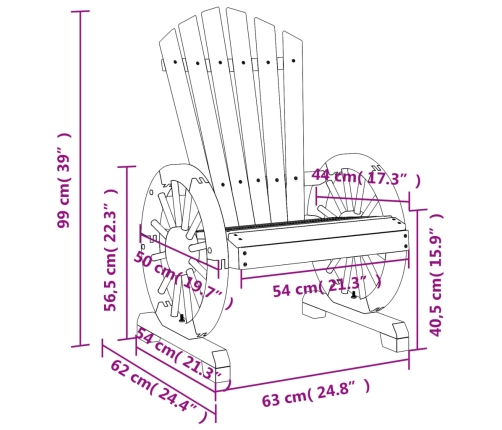 Sillones de jardín Adirondack 4 uds madera maciza de abeto