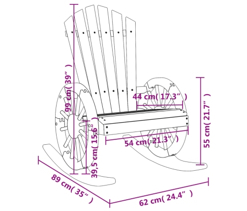 Sillas mecedoras Adirondack 2 uds madera maciza de abeto