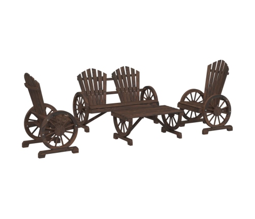 Juego de muebles de jardín 4 piezas madera maciza de abeto