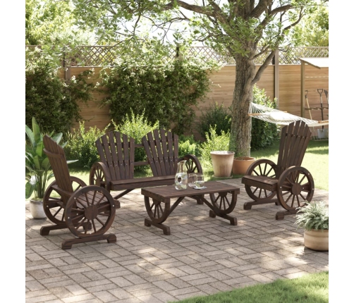 Juego de muebles de jardín 4 piezas madera maciza de abeto