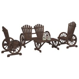 Juego de muebles de jardín 4 piezas madera maciza de abeto