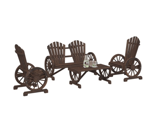 Juego de muebles de jardín 4 piezas madera maciza de abeto