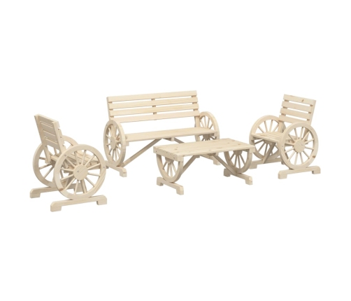 Juego de muebles de jardín 4 piezas madera maciza de abeto