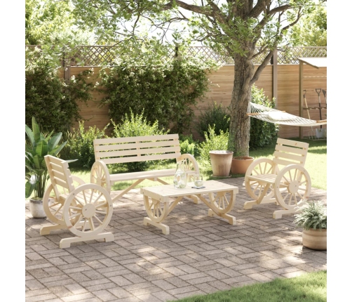 Juego de muebles de jardín 4 piezas madera maciza de abeto