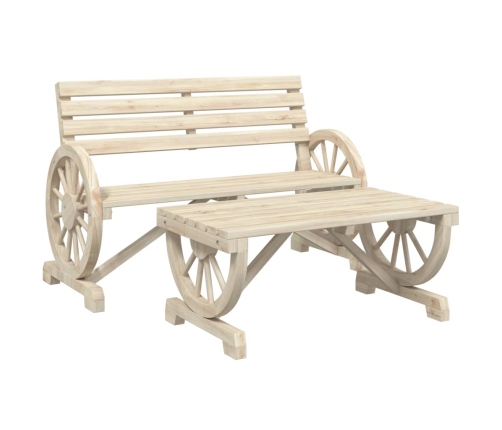 Juego de muebles de jardín 4 piezas madera maciza de abeto