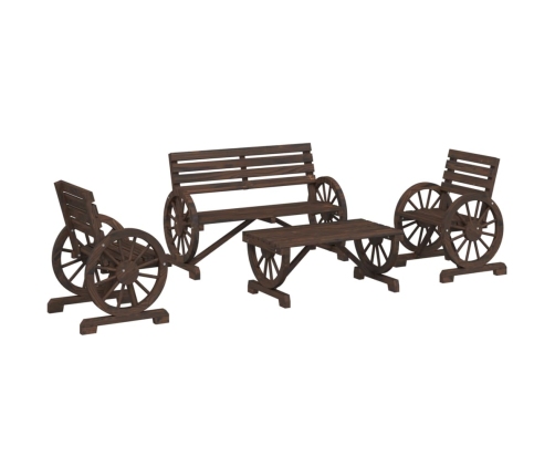 Juego de muebles de jardín 4 piezas madera maciza de abeto
