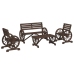 Juego de muebles de jardín 4 piezas madera maciza de abeto
