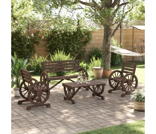 Juego de muebles de jardín 4 piezas madera maciza de abeto