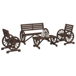 Juego de muebles de jardín 4 piezas madera maciza de abeto