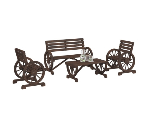 Juego de muebles de jardín 4 piezas madera maciza de abeto