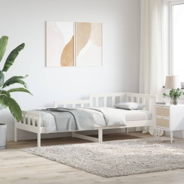 Sofá cama sin colchón madera maciza de pino blanco 80x200 cm