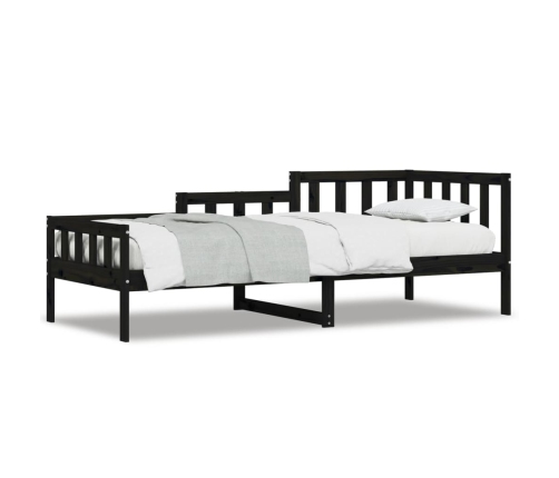 Sofá cama sin colchón madera maciza de pino negro 80x200 cm