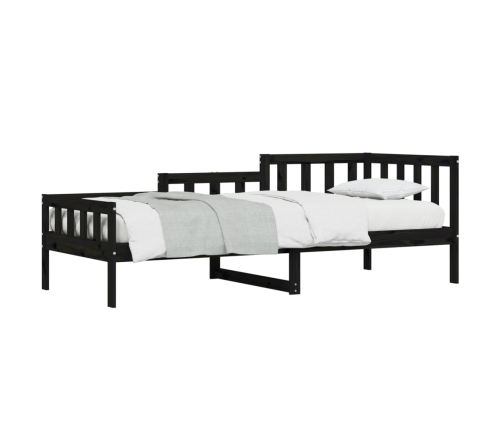 Sofá cama sin colchón madera maciza de pino negro 80x200 cm