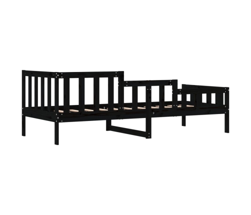 Sofá cama sin colchón madera maciza de pino negro 80x200 cm