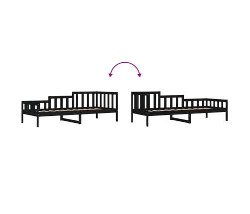 Sofá cama sin colchón madera maciza de pino negro 90x190 cm