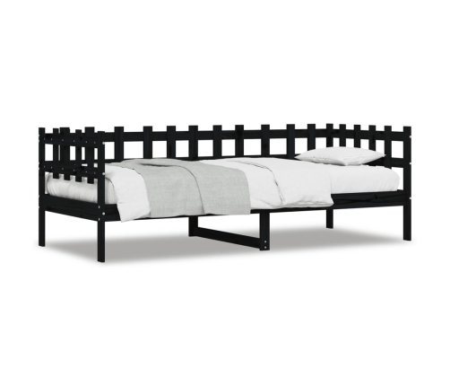 Sofá cama madera maciza de pino negro 90x200 cm