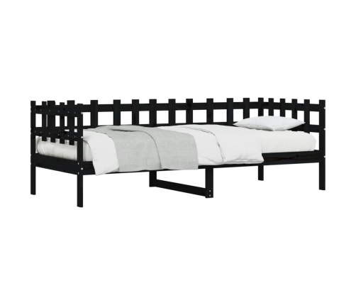 Sofá cama madera maciza de pino negro 90x200 cm