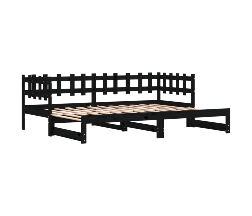 Sofá cama extraíble madera maciza de pino negro 2x(80x200) cm