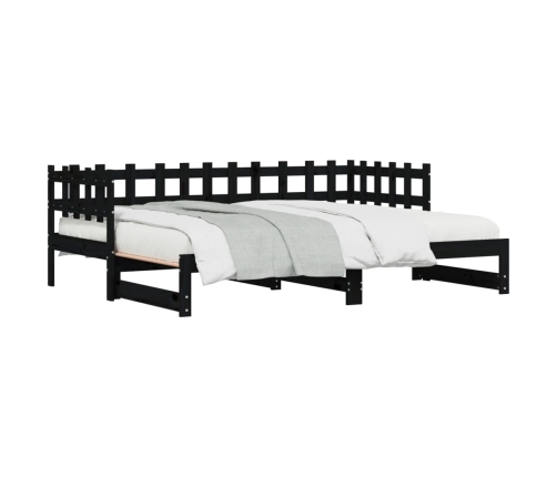 Sofá cama extraíble madera maciza de pino negro 2x(80x200) cm